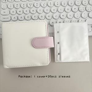 TEMU 1 세트 3인치 PU 사진 컬렉션 북, 마카롱 바인더 링 정리 노트북, 양면 슬리브 20개 포함, K팝 엽서 북