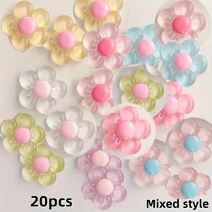 TEMU 20개 카툰 플라워 레진 참 - 2x2cm 무독성 에폭시 레진 펜던트, DIY 주얼리 만들기용 파스텔 혼합 색상 & 스타일, 키체인 & 가방 장식 - 내구성 있는 공예 재료, 창의적인 프로젝트용 참, 세밀한 제작 기술, 플레이풀 디자인, 크래프팅 펜던트