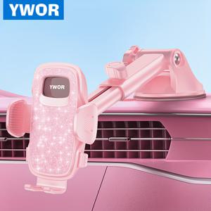 TEMU YWOR 핑크 자동차 휴대폰 거치대 360° 회전 휴대폰 홀더, 차량용 빠른 해제 조절 가능 차량용 휴대폰 마운트 대시보드 (아이폰 16 갤럭시 스마트폰 트럭용)