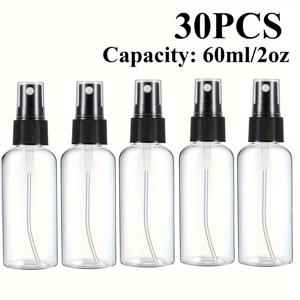 TEMU 30개입 2oz/60ml 투명 플라스틱 스프레이 병 (블랙 캡) - 미세 분무 재사용 가능 여행용 용기, 에센셜 오일, 향수, 화장품에 적합. 무취, 휴대용 스프레이 병, 향수 스프레이 병 충전 가능