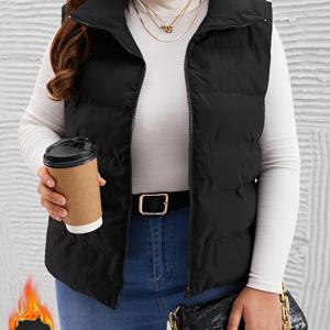 TEMU 플러스 사이즈 - 플러스 사이즈 - 지퍼 베스트 패딩 코트, 겨울 겨울 의류, 가을 가을 의류, 크리스마스, 가을 의류, 겨울 의류, 할로윈, 긴소매, 가디건, 재킷, 고급스러운 서양 스타일 의류, 가을 정장, 여성 트렌치 코트