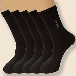 TEMU 남성용 도톰한 중목 양말 5켤레 세트, 가을/겨울용 캐주얼 단색 중목 양말, 보온 양말, 하이킹 스포츠 양말, 클래식 기하학 패턴 양말, 부드러운 소재, 남성 비즈니스 양말, 남성 패션 기하학 패턴 양말, 야외 작업용 중목 양말