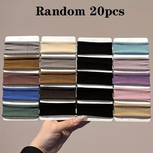 TEMU 신축성 높은 심리스 와이드밴드 페이스 마스크 헤어 타이 20개, 낮은 포니테일용, 모발에 자극 없는 고무줄, 여름 헤어 액세서리