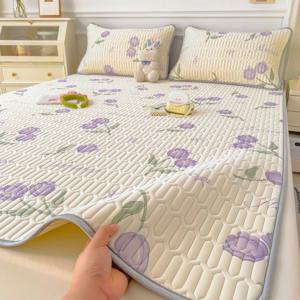 TEMU 쿨매트 5mm 천연 라텍스 여름 냉감 침대패드 베개커버 세트 여름용 쿨 침대 패드 매트 베개커버 매트리스 패드+베개커버세트 시원한 패드 통기성 침대 매트리스 미끄럼 방지 냉방 침구