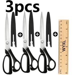 TEMU 3개 세트 10인치 고급 재단가위, 스테인리스 스틸 재봉가위 | 전문가용 패브릭 가위, 재단, 풀랭스, 재단가위, 패브릭 커팅, 인체공학적 디자인, 정밀 커팅, 고하중 가위, 전문가급 가위, 견고한 구조, 재봉가위, 공예용 가위, 가정용 재봉, 패션 및 카드지 측정용