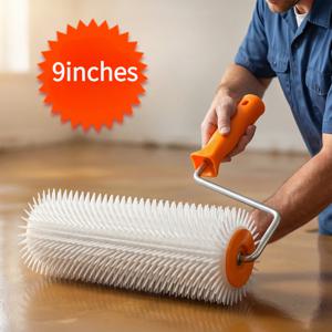 TEMU 바닥 페인트 기포 제거 롤러 9-20인치 니들 롤러 브러시, 진흙, 콘크리트, 에폭시 수지용, 인체공학적 손잡이