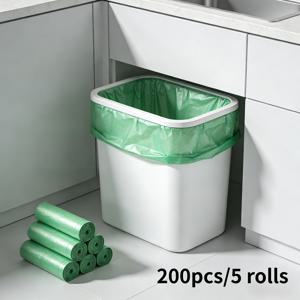 TEMU 200개/5롤 초고밀도 누수 방지 쓰레기 봉투, 가정, 사무실, 주방, 욕실, 야외 및 상업용 - 및 과 호환, 주방 쓰레기 처리, 안전한 드로스트링 잠금, 냄새 방지 소재