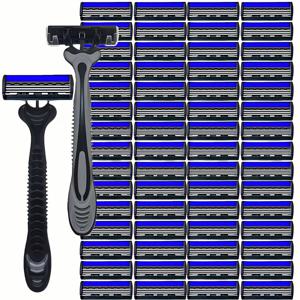 TEMU 남성용 3중날 수동 면도기 - 클래식 3중날 면도기, 인체공학적 손잡이, 스테인리스 스틸 날 & 일회용 교체 헤드 - 할로윈, 면도 용품, 교체용 면도기, 교체용 면도날 헤드에 적합