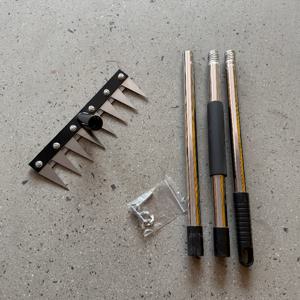 TEMU 헤비듀티 멀티펑셔널 제초 도구 - 조절 가능한 스테인리스 스틸 핸들이 있는 팔갈래 잔디 갈퀴, 잔디 관리 및 원예에 이상적, 흙 풀기와 토양 뒤집기, 제초 및 통기에 용이. 마당 제초/토지 개간/토양 풀기에 적합, 파종 및 재배에 훌륭한 도우미. 제초기/경운기/심기 도구