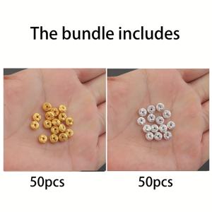 TEMU 50개 & 합금 스페이서 비즈 - 클래식 스타일 와이어 볼 참 장식품 DIY 목걸이, 팔찌 및 쥬얼리 제작 액세서리