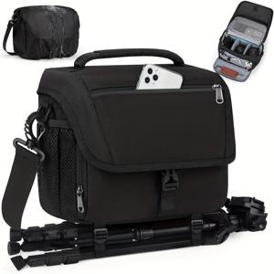 TEMU 레인스모어 카메라 가방, DSLR/SLR/미러리스 카메라 케이스, 카메라 슬링백 크로스바디 가방, 카논/니콘/소니/후지용 비옷 포함, 블랙