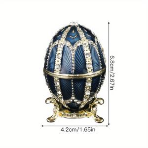 TEMU 1개, Faberge 스타일 계란 모양 상자 (조각형 힌지 포함), 보석 반지 보관용, 수집용 피규어 상자