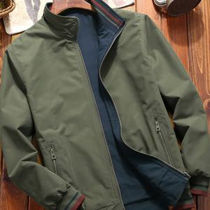 TEMU 남성 캐주얼 리버서블 스탠드 칼라 재킷, 패션 긴팔 지퍼업 코트 포켓 포함, 봄과 가을에 적합한 남성 의류