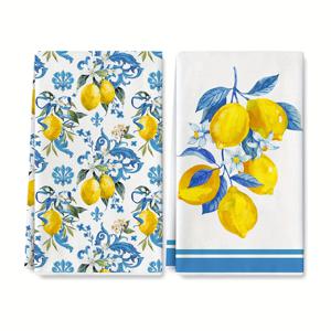 TEMU 2개 세트 스위트하트 레몬 주방 테마 마이크로화이버 흡수 타월, 초고흡수성, 무취, 욕실 및 주방에 적합