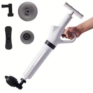 TEMU 강력한 배수관 청소 키트, 5가지 노즐 및 압력 게이지 포함, 전기 불필요, 고착된 변기/싱크대/샤워기 막힘 제거, 내구성 강한 ABS 도구