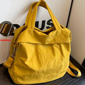 TEMU 퍼펙트 릴리 여성용 경량 나일론 토트백 - 조절 가능한 스트랩 & 잠금장치, 대용량 핸드백, 여행 및 쇼핑에 적합 - 한국 스타일 솔리드 컬러 핸드헬드 크로스바디 백