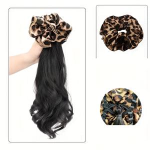 TEMU 프린트 클로 클립 롱 컬리 포니테일 가발 - 여성용 18인치 클립형 합성 헤어 익스텐션 - 할로윈 및 크리스마스에 헤어 볼륨과 스타일을 추가하세요