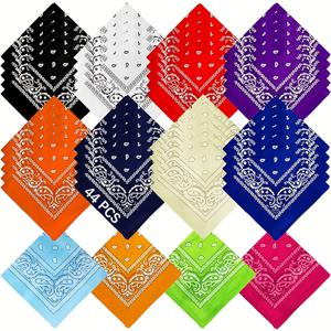 TEMU 44개 남녀 공용 페이즐리 패턴 반다나 블랙 레드 화이트 헤어밴드 손수건 여성용 아웃도어 다용도 헤어웨어