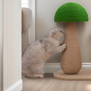 TEMU 고양이 스크래칭 포스트, 고양이 스크래쳐, 칼과 삼베 로프가 기둥에 부착된 스탠드, 수직 고양이 스크래치 폴, 고양이 등반 구조물, 버섯 모양 고양이 스크래쳐, 애완 동물 용품 및 장난감