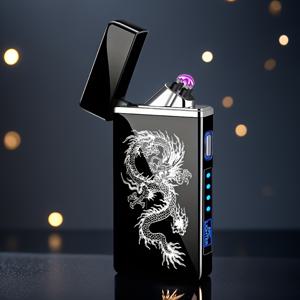 TEMU 패션 신제품 LED 지능형 야외 방풍 이중 아크 라이터 플래시라이트 무화염 전자식 휴대용 플라즈마 USB 충전식 전기 라이터, 남녀 공용 생존 도구, 캠핑 장비, 세련된 디자인, 스타일리쉬 액세서리, 내구성 강한 구조, 무화염 점화, 흡연가 선물, 테크사바이 사용자용