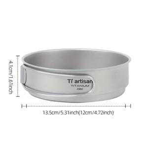 TEMU 티아르타인 컴팩트 캠핑 팬 - 경량 티타늄 프라이팬 & 서빙 플레이트, 접이식 손잡이, 방청 처리, 보관 가방 포함 - 캠핑, 하이킹, 피크닉, 주방용 (350ml/500ml), 필수 아이템, 내구성 있는 조리기구