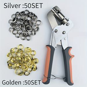 TEMU 가죽 캔버스 펀치 플라이어 세트, 10mm 링 100개 포함 완벽한 아일렛 펀치 세트 - 타포린, 인조 가죽 & 방수 원단 프로젝트, 재봉 & 공예 필수품, 휴대용 홀 펀치 그로멧 키트, 금속 에어 홀 리벳 설치 도구에 적합