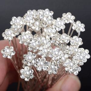 TEMU 20개 세트 신상 패셔너블 우아한 웨딩 신부 투명 라인스톤 플라워 헤어클립 브라이즈메이드 액세서리