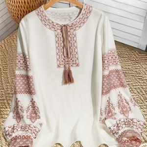 TEMU 여성용 캐주얼 랜턴 슬리브 플로럴 프린트 셔츠, 봄/여름/가을