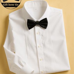 TEMU 남성용 정장 셔츠 - 버튼 칼라가 있는 우아한 웨딩 & 파티 셔츠, 긴팔 클래식 칼라, 신랑, 드레스맨, 비즈니스 이벤트용 - 6가지 색상 (레드, 블랙, 네이비, 다크 그린, 버건디) - 세련된 디자인, 소재, 스타일리시한 블라우스