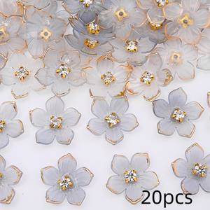 TEMU 2D 플랫 - 20개입 대형 23mm 투명 꽃 비즈, 골드 엣지 라인스톤 꽃대 특징. 귀걸이, 팔찌, 헤어 클립 등 주얼리 제작에 적합. 의류, 모자, 가방, 코트 장식에 좋습니다.