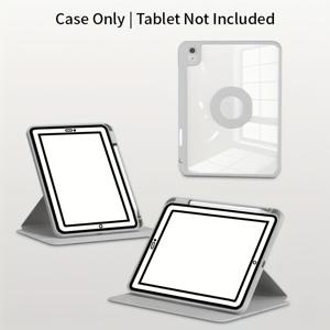 TEMU 아이패드 프로 11인치, 에어 6/5/4 (10.9인치), 아이패드 10/11세대, 10.2인치 7/8/9세대 & 미니 6/7용 360° 회전 아크릴 케이스 - 펜슬 홀더 포함 투명 분리형 마그네틱 커버, 자동 슬립/웨이크, 충격 방지 하드 쉘