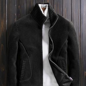 TEMU 두꺼운 보온 리버서블 칼라 재킷, 남성용 입자 울, 가을 겨울용