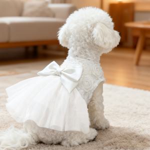 TEMU 3D 소형 장미 공주 드레스 가운 웨딩 드레스 강아지 발레 튤 스커트 고양이 튜튜 스커트 VIP 비숑 생일 파티 의상 테디 비숑 포메라니안 강아지 소형 애완 동물 의류