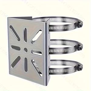 TEMU 보안 카메라용 범용 스테인리스 스틸 벽걸이 브래킷 1개, Hikvision 및 Dahua에 적합, 실외 감시 및 가로등 기둥용으로 설계 - 3개의 스틸 링이 있는 튼튼한 폴 마운트 릴레이 플레이트