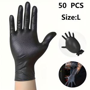 TEMU 30/50개 두께 8밀 장갑, 텍스처 장갑, 일회용 나이트릴 장갑, 재사용 가능 장갑, 가정용 청소 장갑, 휴일 선물, 다기능 장갑, 방수