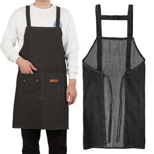 TEMU 원피스 데님 캔버스 턱받이 앞치마, 멀티 포켓 디자인, 주방, BBQ, 커피숍, 이발사, 목수, 페인터에 적합. 생일 선물, 아버지의 날 선물. 가족, 친구, 커플, 새해, 발렌타인데이, 부활절, 추수감사절을 위한 최고의 선물