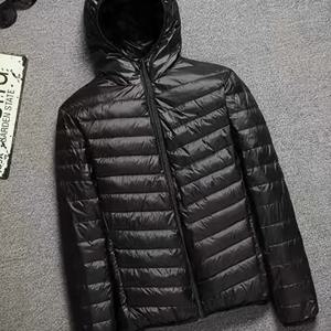 TEMU 남성용 경량 보온 후드 재킷, 풀 지퍼 디자인, 후드 보온, 지퍼 포켓, 따뜻한 봄 재킷, 휴대 가능한 경량 보온 재킷, 지속적인 보온감, 러닝, 레저 여행에 적합, 다용도 클래식 스타일