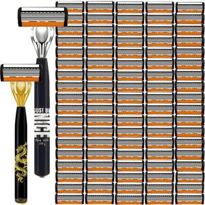TEMU 고급형 6날 수염 면도기 세트, 미끄럼 방지 인체공학적 손잡이, 12/21/36/72/90 멀티 조합 교체용 면도날, 내구성 있는 스테인리스 스틸 면도날, 정밀한 쉐이빙, 수염 정리에 필수품, 남성을 위한 필수 면도기, 간편한 세척
