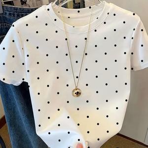 TEMU 여성용 우아한 심플 라운드넥 프린트 반팔 티셔츠