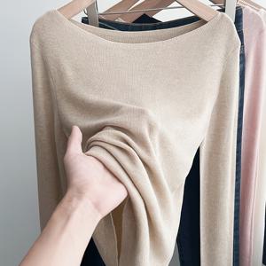 TEMU 봄, 가을, 겨울용 블렌드 에센셜 베이스 레이어. 사계절용. -블렌드 라지 라운드넥 풀오버. 파인라이트웨이트 스타일. 캐주얼 베이스 레이어. 출퇴근용으로 우아하고 편안함. 슬림핏, 경량, 단색, 심플한 스타일. Niannian