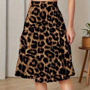 TEMU 모던 프린트 플레어 미디 드레스