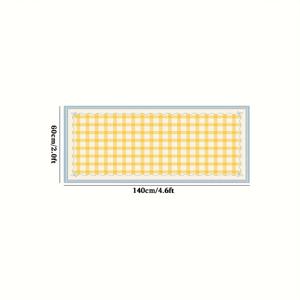 TEMU 1000G 무게의 모조 캐시미어, 10mm 두께의 긴 플러시 러그. 귀여운 노란색과 흰색 체크무늬 패턴과 기하학적 디자인이 특징인 침실용 러그 - 부드러운 플러시 섬유로 제작 (10mm 두께) - 넉넉한 사이즈의 침대 옆/복도 매트 - 간편한 설치