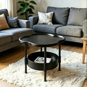 TEMU 2026 신상 모던 화이트 라운드 코너 수납 선반 소파 협탁 - 공간 절약형 플라스틱 가구, 조립이 쉬움, 좁은 공간, 거실, 침실에 적합. 크림색 강조 협탁 - 내구성 있는 다기능 책상