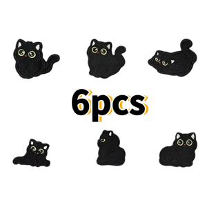 TEMU 6개입 블랙 아이언온 자수 패치 - 무봉제 패브릭 스티커, DIY 의류 수리용, 다림질 적용 (재봉 필요 없음) 청바지, 재킷, 코트용 - 내구성 있는 자수 디자인