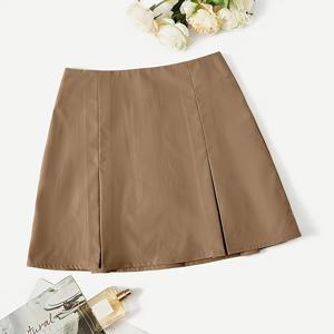 TEMU 여성용 솔리드 컬러 플리츠 스커트
