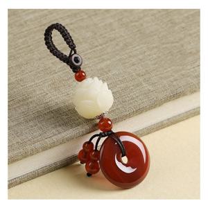 TEMU 전통 연꽃 옥 열쇠고리, 평안부적 키링, 차량용 인테리어 장식 추천 빨강, 하양, 분홍, 초록, 노랑