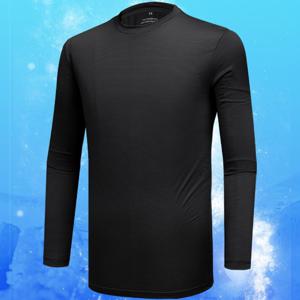 TEMU 남성 시원한 아이스 냉감 긴팔 라운드 티셔츠 활용도 좋은 레이어드 긴팔티 얼음땡(M6ST33)