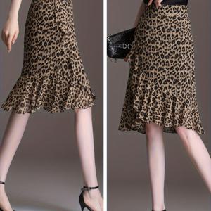 TEMU 여성 머메이드 스커트 호피 프릴 롱 미디 스커트 하이웨스트 날씬해보이는 체형커버 페미닌 하객룩 데이트룩 섹시한 찰랑거리는 쉬폰라이크