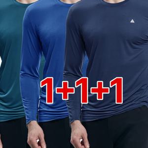 TEMU (1+1+1)( 3장세트! ) 남성 여름에도 시원한 냉감 쿨링 아웃도어 긴팔 라운드 티셔츠(M6QPST32)