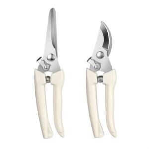 TEMU 2개 스테인리스 스틸 화이트 핸들 다용도 가드닝 가위, 인체공학적 디자인, 내구성 강화, 미끄럼 방지 및 노력 절감, 꽃 자르기, 식물 가지치기, 화분 과일 절단에 적합